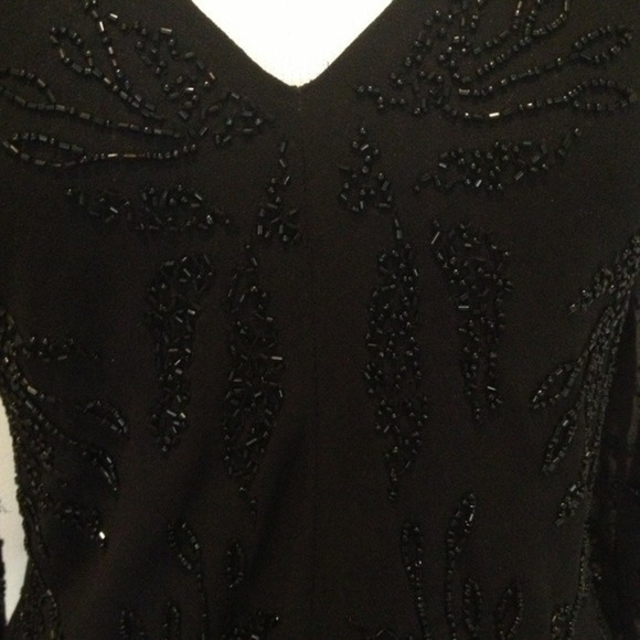 DressBarn Black beaded top w sheer beaded sleeves - Picture 3 of 6
